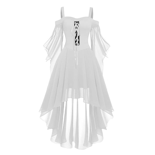 Gothic Dress Long Viking Dress Halloween Dress Plus Long Gothic Dresses for Women Halloween Gothic Dress Enchanted Dress Witch Dress for Halloween Witch Dress White 3XL